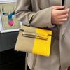 Color Block Kelly Bag: Trendy Two-Tone, Large Capacity, Versatile Shoulder & Crossbody Bag for Work Commute.