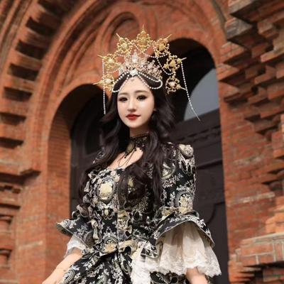 Princeznovská třásňová perlová vlasová korunka diadém královna přehlídkové molo ozdoby na obočí čelo cestovní fotografie korunka ve stylu Madony doplňky