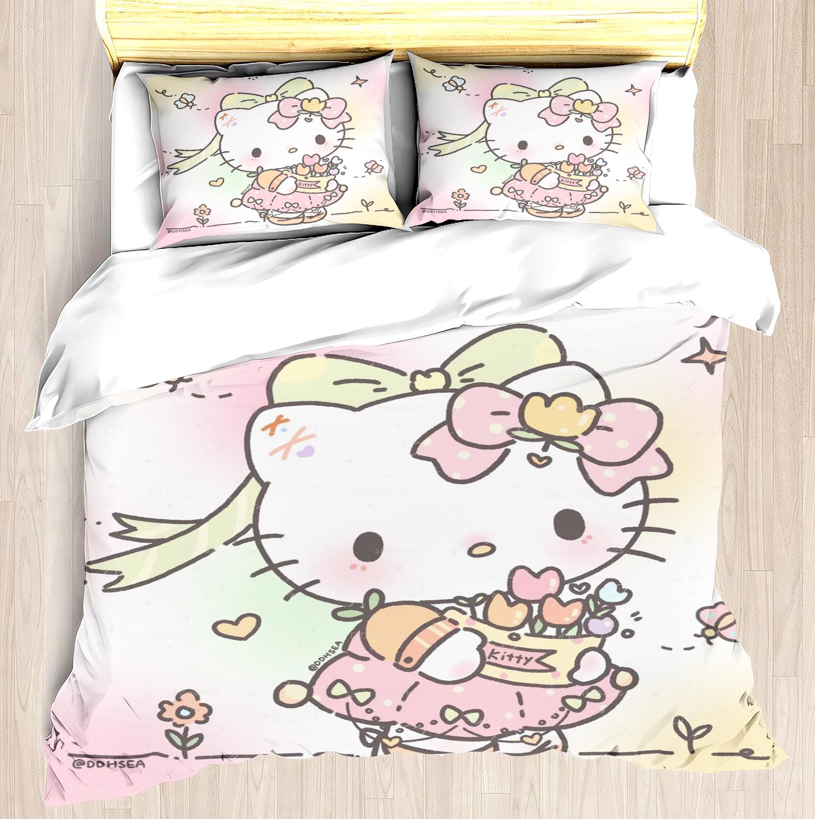 

Comforter Sanrio Printed Hello Kitty Co-Named Peripheral Mattress Bedding Set 3 Pieces Comforter (quilt)-EU Single(135*200cm)3pcs