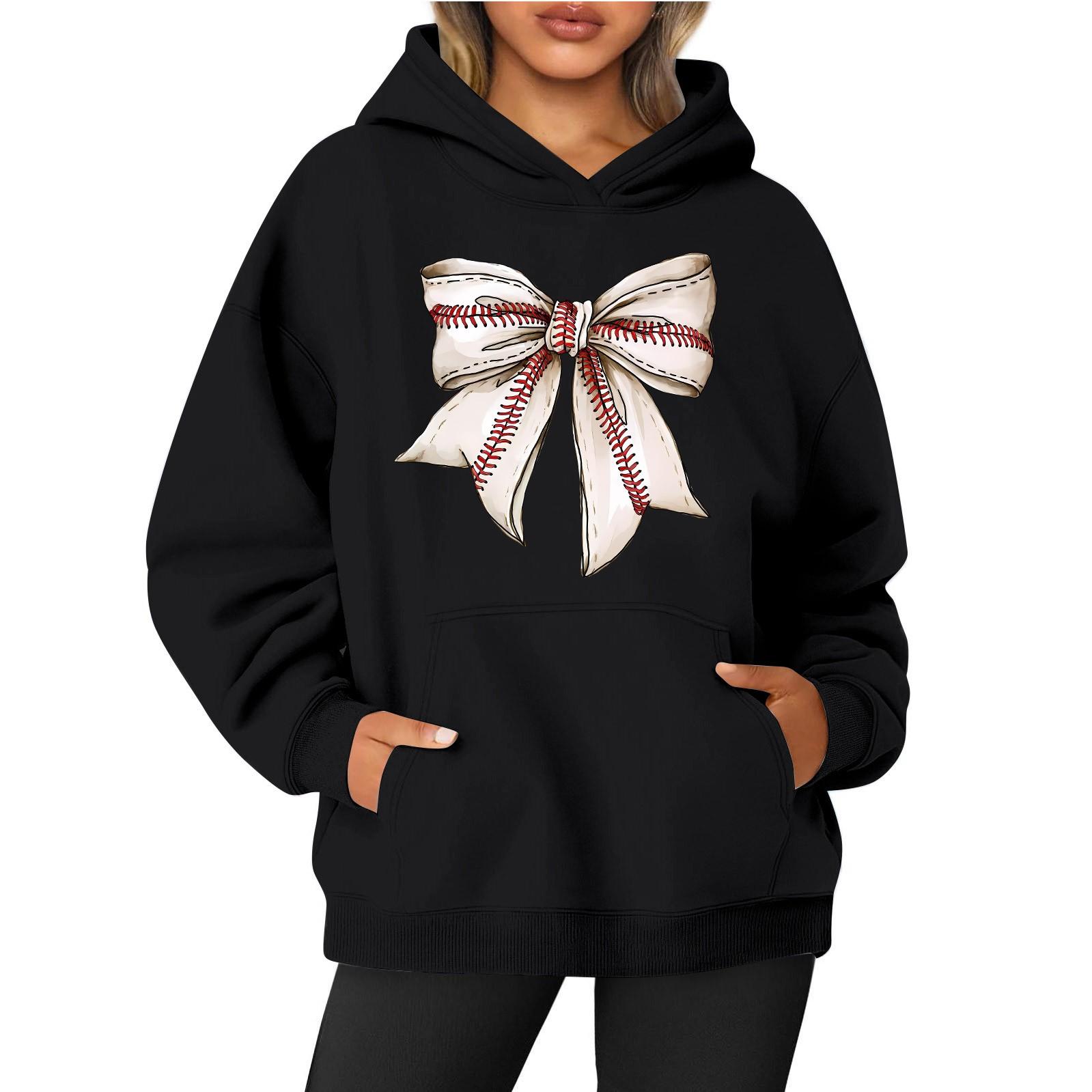 

Женская толстовка с круглым вырезом и длинным рукавом с бейсбольным принтом L чёрный