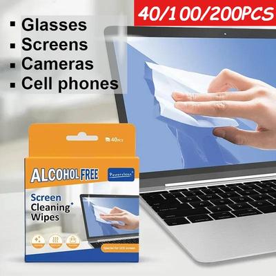 Kit de Limpieza de Pantallas de Doble Uso 40 Piezas Toallitas Portátiles para Teléfonos, Tablets, Portátiles, Monitores de TV, Coches Pantallas LCD y Pantallas Impecables