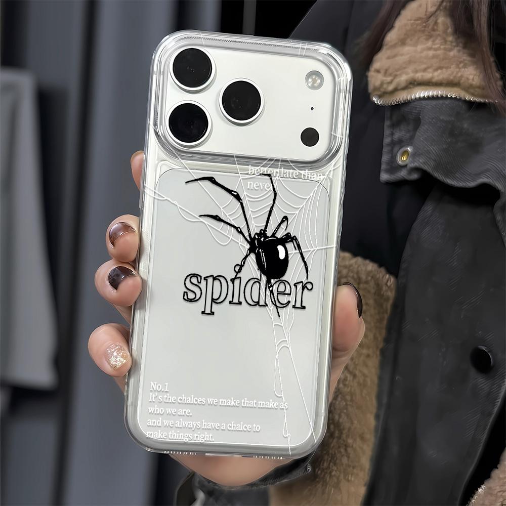 Black Doodle Spider Phone Case For Iphone 17 Air 16 15 14 Pro 13 12 11 Pro Max 16 Plus Shockproof Silicone Cover