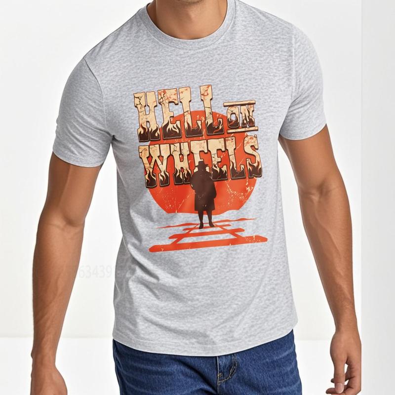 Brand summer For man tshirt Hell On Wheels Western Train Silhouette Short Sleeve Adult ONeck tops summer cotton men tshirt