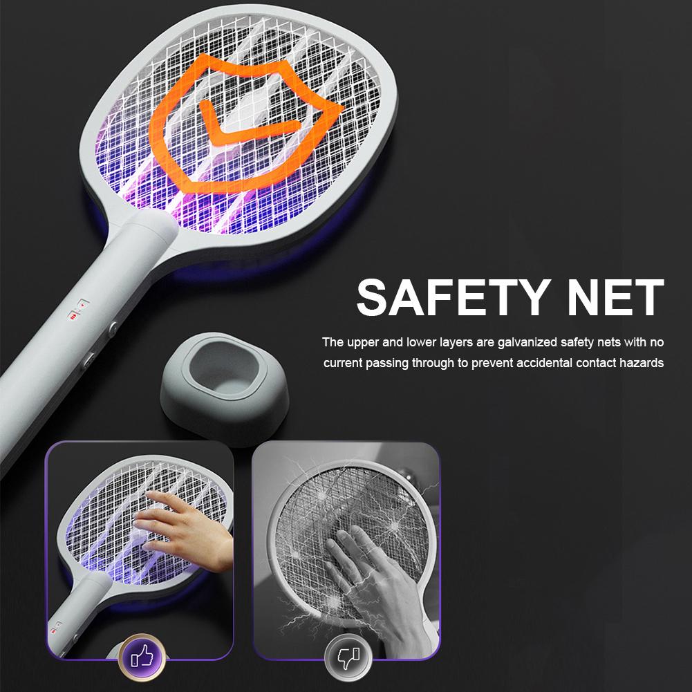2 in 1 Electric Fly Swatter Rechargeable Mosquito Swatter Fly Killer and Mosquito Trap Lamp for Indoor and Outdoor Pest Control