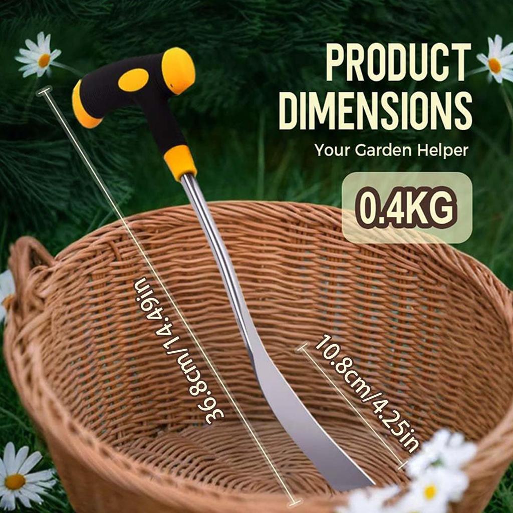 Grass Puller Tool Manual Grass Removal Tool with Handle Heavy Duty Uprooting Weeding Rake Artifact Handle Garden Trowel