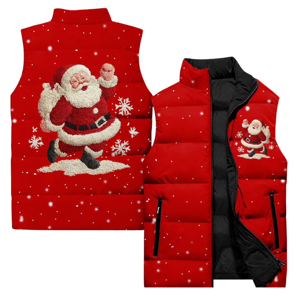 Ladies' Casual And Fashionable Sleeveless Vest Christmas Printed Cotton Jacket