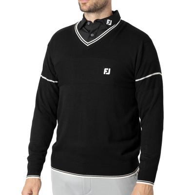 Pull Manches Longues Col V Sleeveline FootJoy, Noir, Homme, Taille S, FJ-F24-M11, 32125-S
