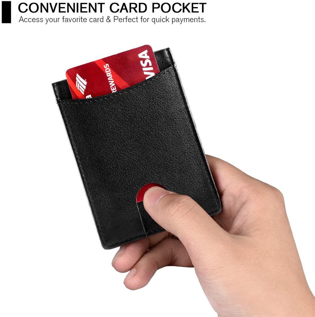 Carbon Fiber RFID Card Holder: Multi-Card Slots, Money Clip, Coin Purse, and Microfiber Leather Credit Card Sleeve for Men.