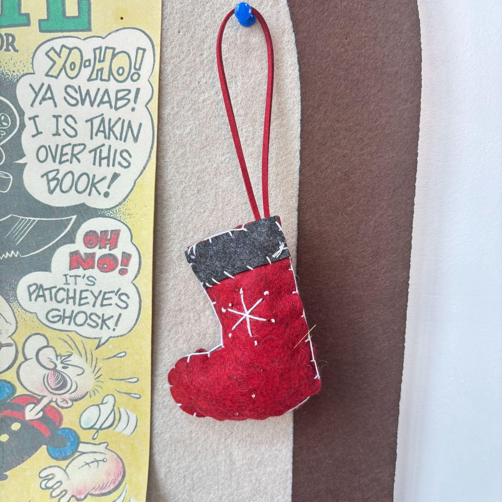Red & White Felt Christmas Ornaments: Angels, Deer, Socks, and Trees