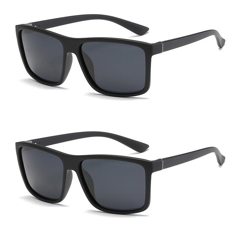 2PCS Polarized Retro Colorful Square Sunglasses Women Men Simple Trend Brand Designer Sun Glasses Driving Male Female Glasses