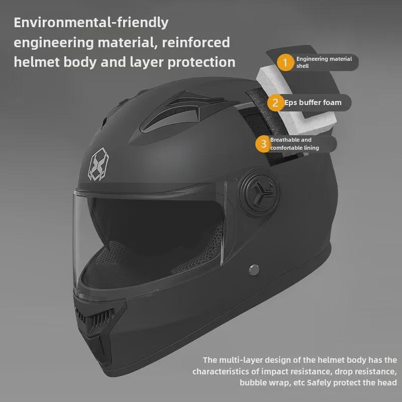 All-Season Electric Motorcycle Helmet with Double Visor for Men and Women - Winter Warm, Full-Face Protection