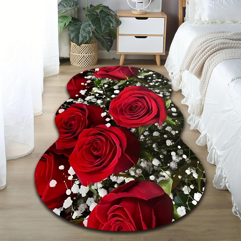 1 Stück Luxuriöser Roter Rosen Sternenhimmel Teppich, Strapazierfähiger Rutschfester Waschbarer Innenbereich Teppich für Alle Jahreszeiten, Halloween Thanksgiving Dekoration