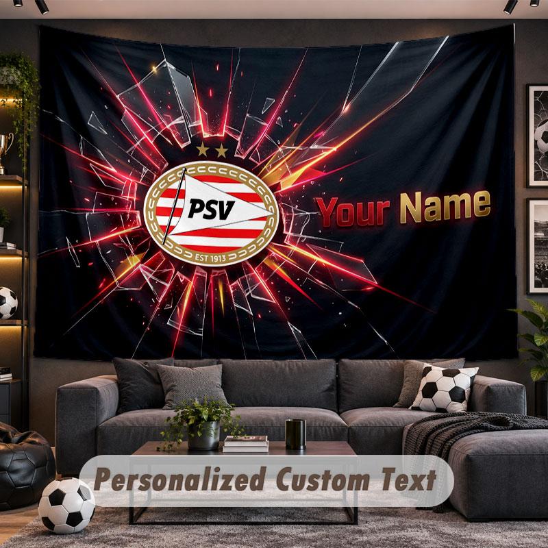 Wall Hanging Tapestry Custom NamePSV Eindhoven FC Pattern Personalized Printed Fabric Wall Decor