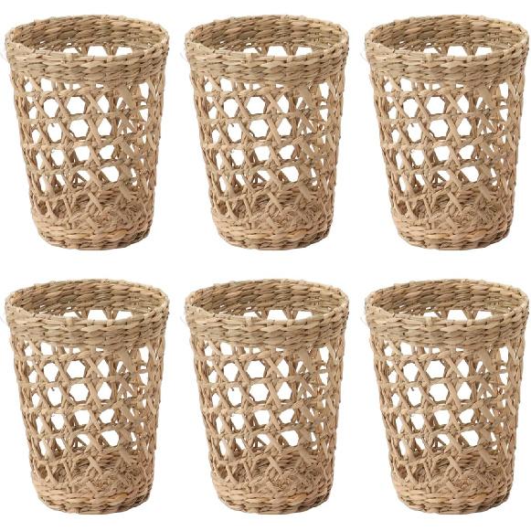 6 Stück Handgewebte Vasenhülle, Handgewebter Weidenbecherhalter Niedliche Gemütliche Becherhüllen Weidenbecherhalter Rattan-Becherhüllen für Zuhause