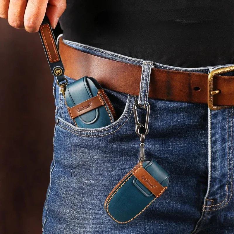 Leather Car Key Case Cover Holder Keychain Protector Shell for Kia 4 Button Sorento K900 K7 Cadenza Remote Key Fob Cover Bag