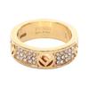 Anillo Usado con logo F Chapado en oro Pedrería Dorada Transparente Usado
