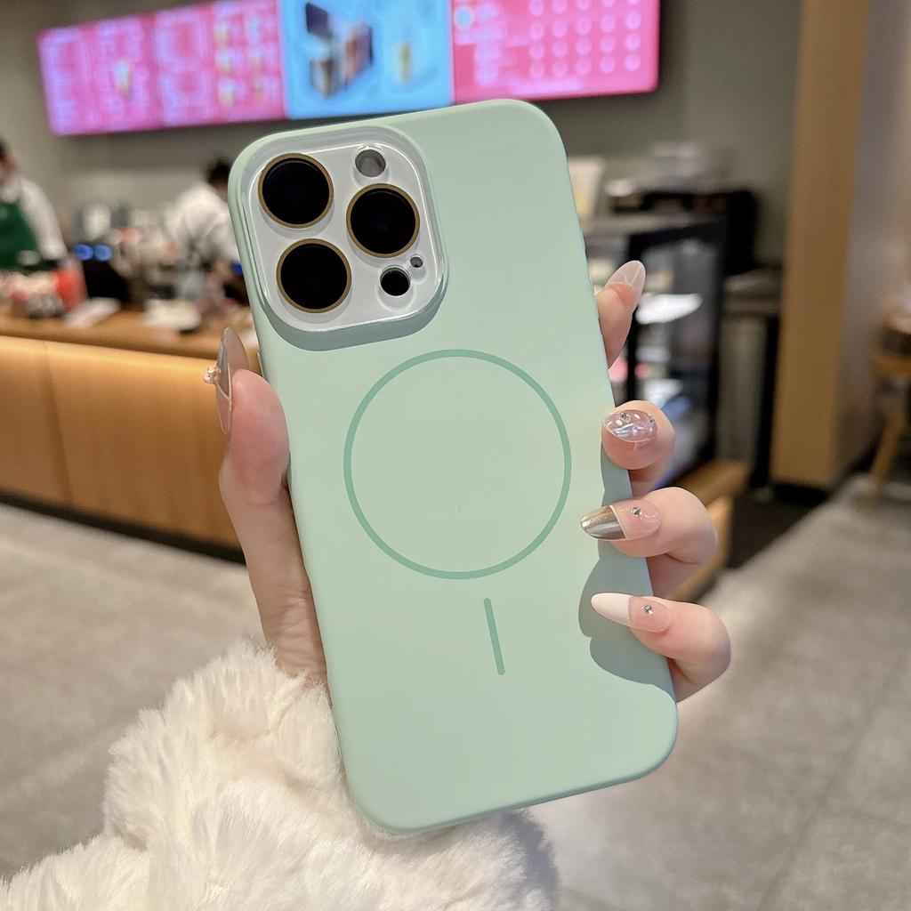 Liquid Silicone For Magsafe Glass Lens Protect Case for iPhone 17 16 14 13 11 12 15 Pro Max Plus Magnet Wireless Charge Cover