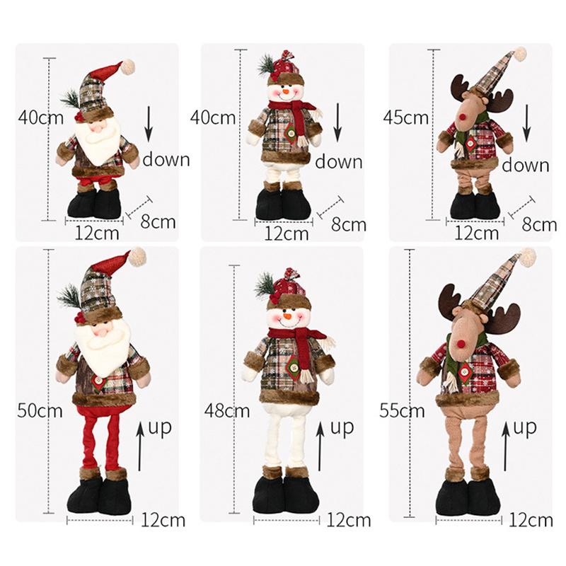 Christmas Doll Ornaments Santa Claus Snowman Elk Standing Doll Adjustable Flexible Home Hotel Shopping Mall Decor Xmas Gift
