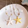 Resin Natural Stone Starfish Pendant Necklace Niche Vacation Style Collarbone Chain Versatile Simple and High-end Jewelry