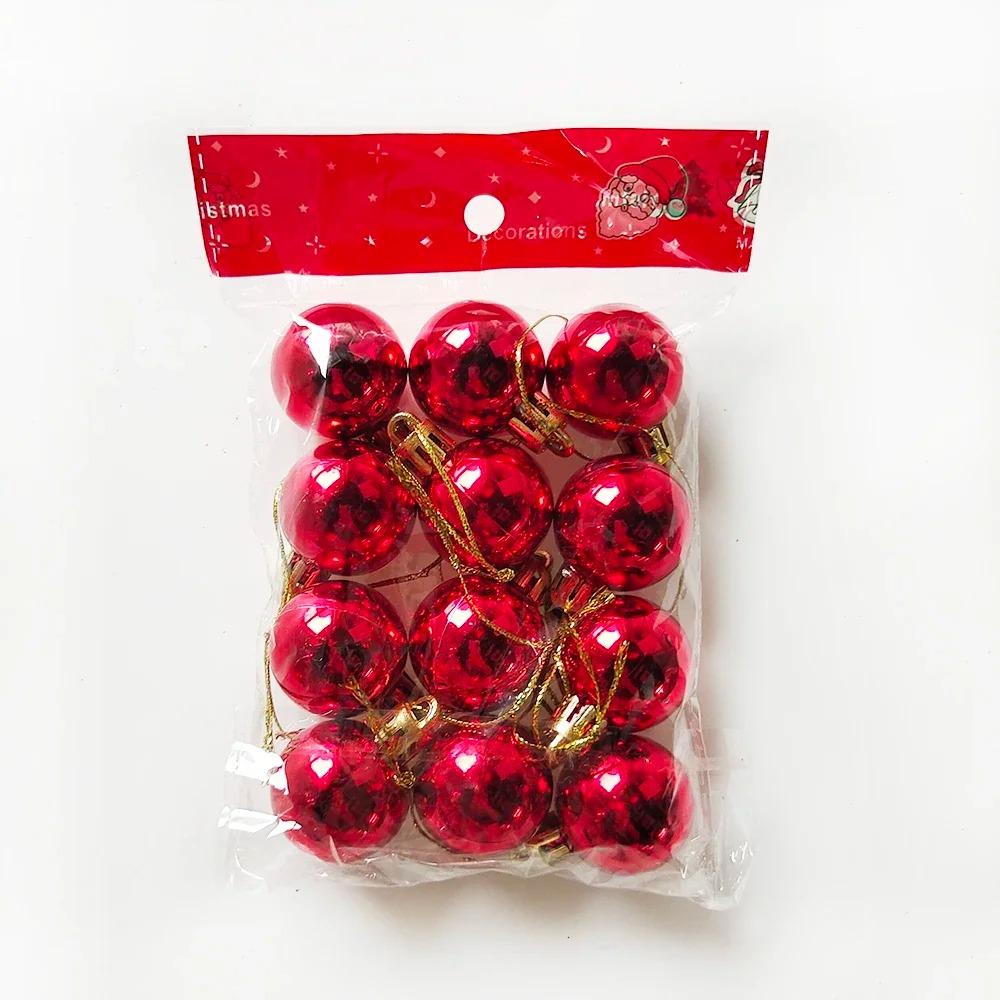 12Pcs /Christmas Balls Christmas Tree Hanging Ornament Plastic Red Green Gold Ball Pendant Christmas Decoration