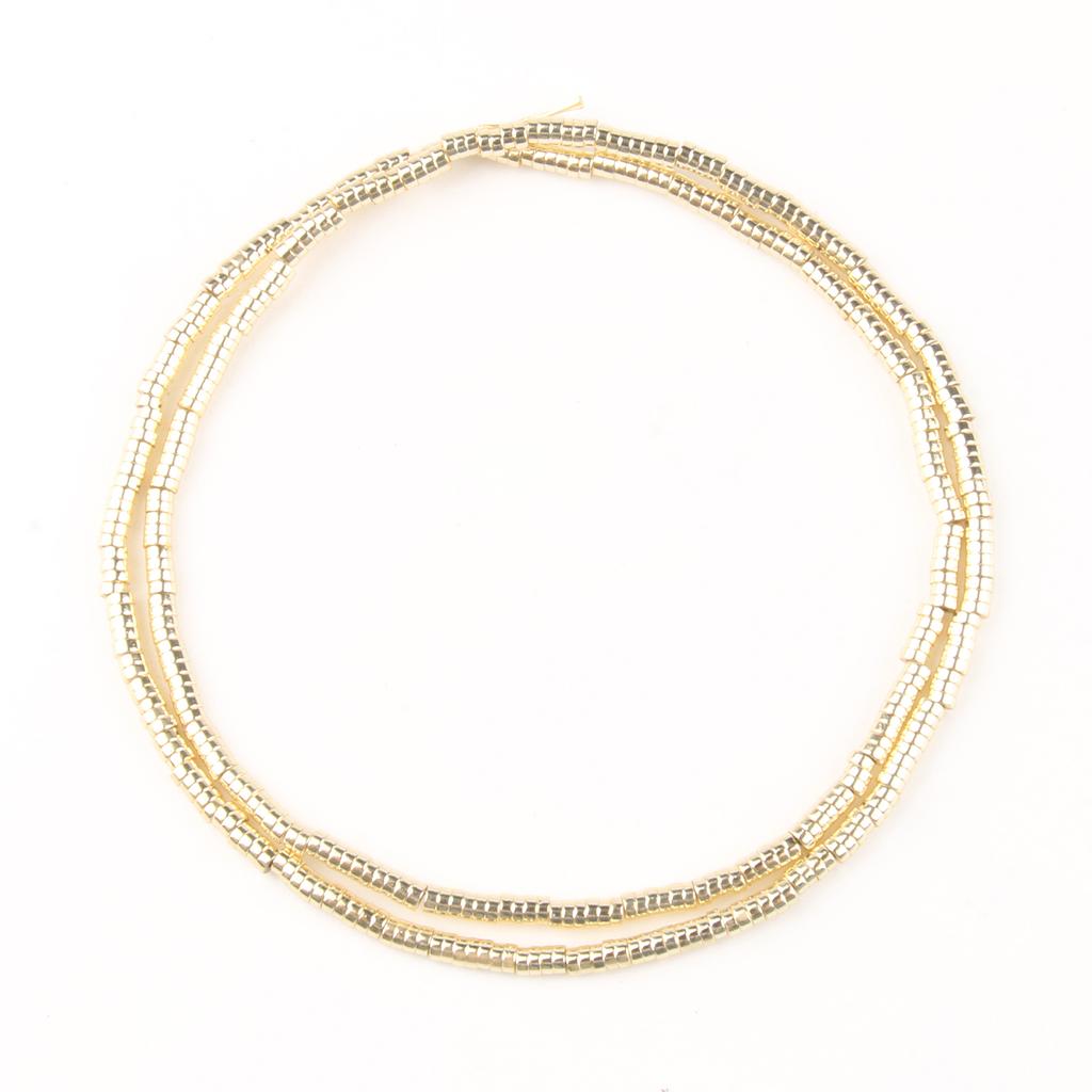 Light Gold Plated Natural Stone Hematite Beads Flat Round Rondelle Loose Spacer Beads For Jewelry Making DIY Bracelet 2/3/4/6mm