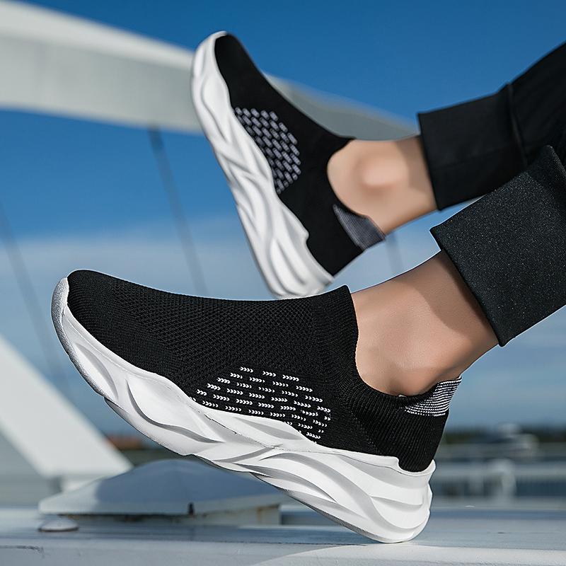 Ultra Lightweight Socks Shoes Men Women Breathable Knitted Casual Sneakers Slip-on Loafers Thick Sole Walking Footwear