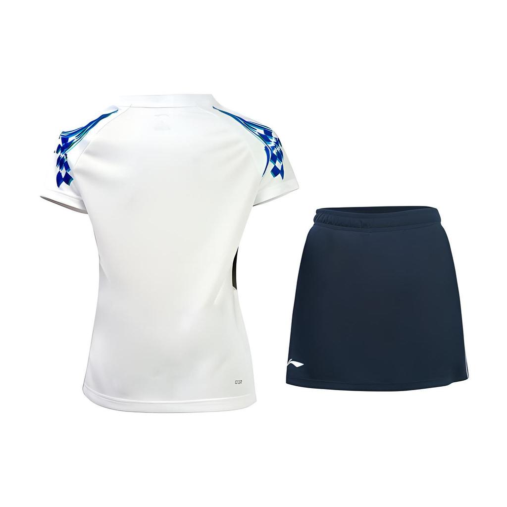 Li Ning Badminton Series Quick-Dry Breathable Competition Split Suit Women Sportswear White AATR004-1