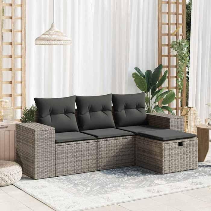 VidaXL Salon de jardin 4 pcs avec coussins gris résine tressée 3325656
