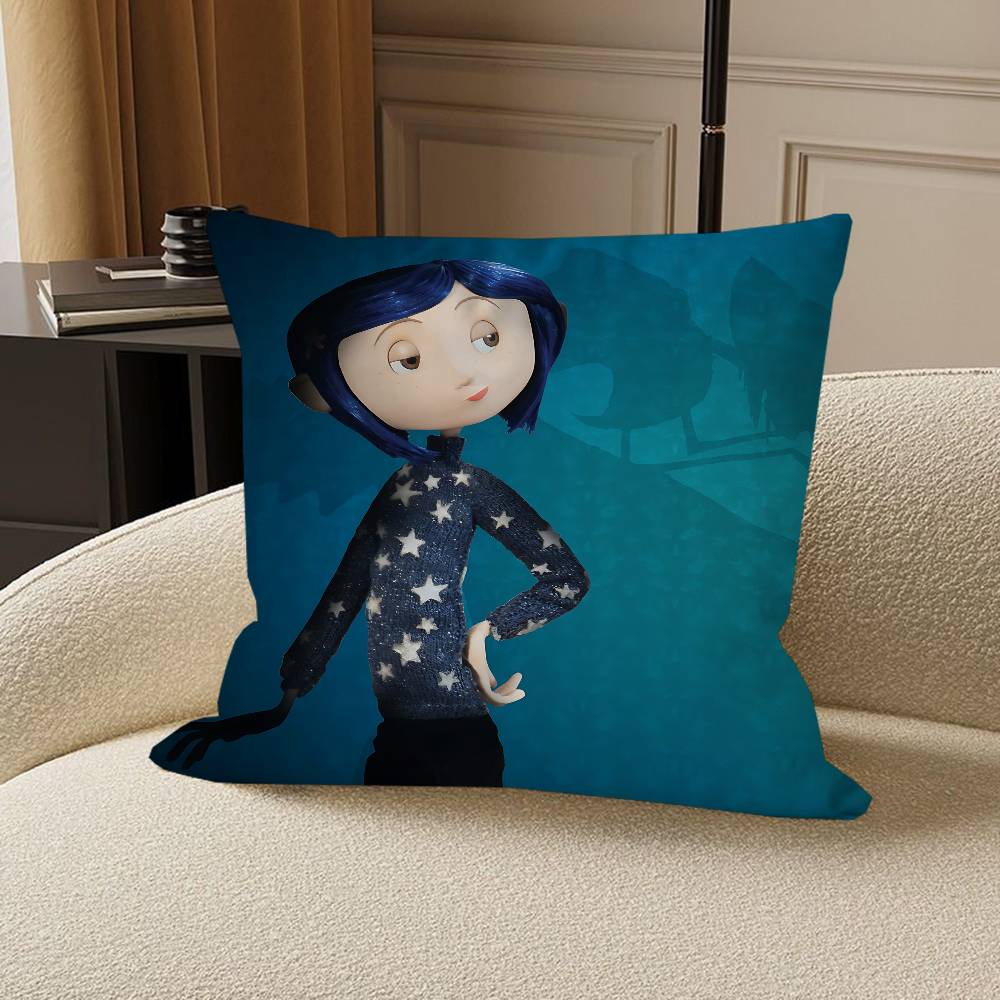 

Movie Coraline Pillowcase toon Gift Cushion Cover Bedroom Home Sofa Chair Seat Decor pillow case 12x12Inch