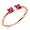 [Bnbgold] 14K Double Square Ruby Open Ring Npr36154
