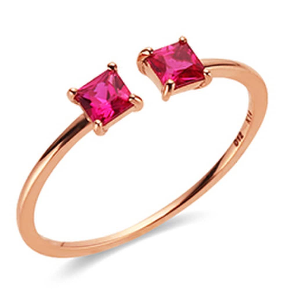 [Bnbgold] 14K Double Square Ruby Open Ring Npr36154