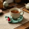 Funny Crochet Lizard Coaster, Handmade Knitted Animal Cup Mat, 3D Flip Design Drink Coaster for Desk, Cute Heat Resistant Table Protector