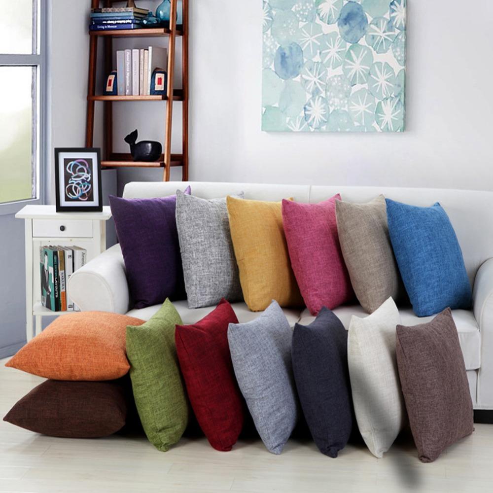 Meijuner Simple Solid Pillow cover Cotton Linen plain Pillowcases Decorative living room cushion covers For sofa home