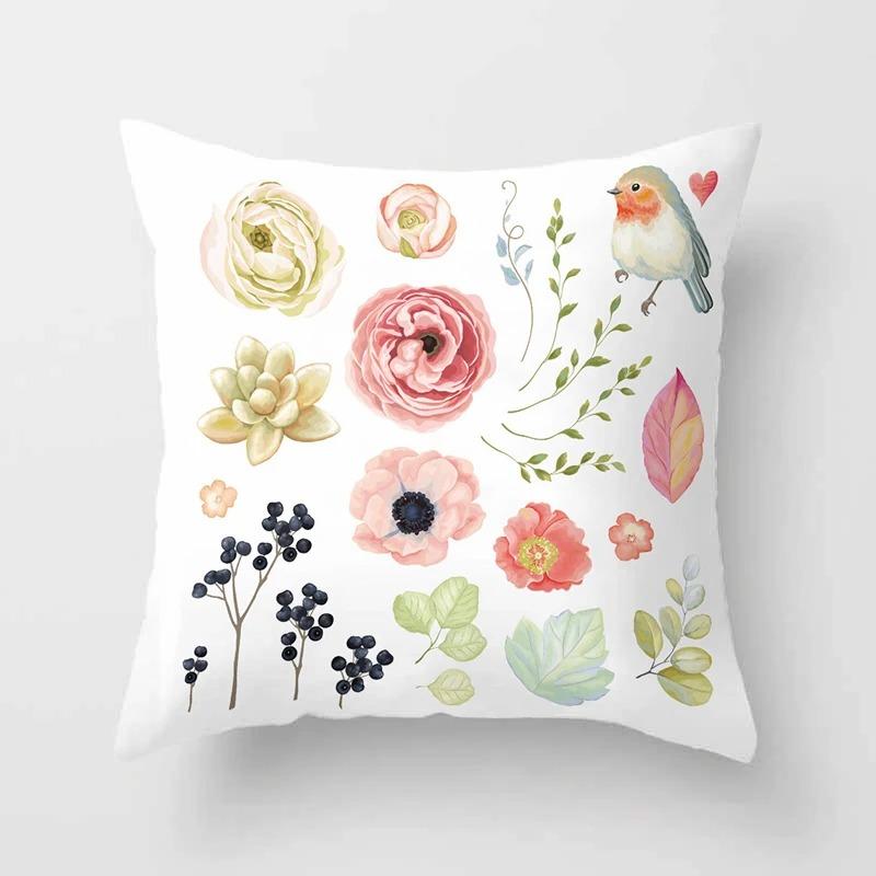Birds and Flowers Decorative Pillowcases Living Room Office Home Pillowcases Car Ornaments