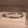 Tiger's Eye Tree Agate Heishi Bead Bracelet – Gold Accent Adjustable Boho Jewelry, Courage Calm Gift for Women