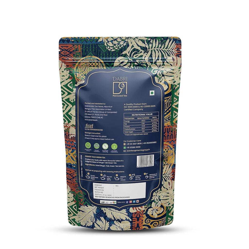 Dabri Rose Green Tea Loose Leaves 100g Pouch | For Glowing Skin & Hair (Men & Women) | Natural Rose Petals | Antioxidant-Rich | Organic Blend