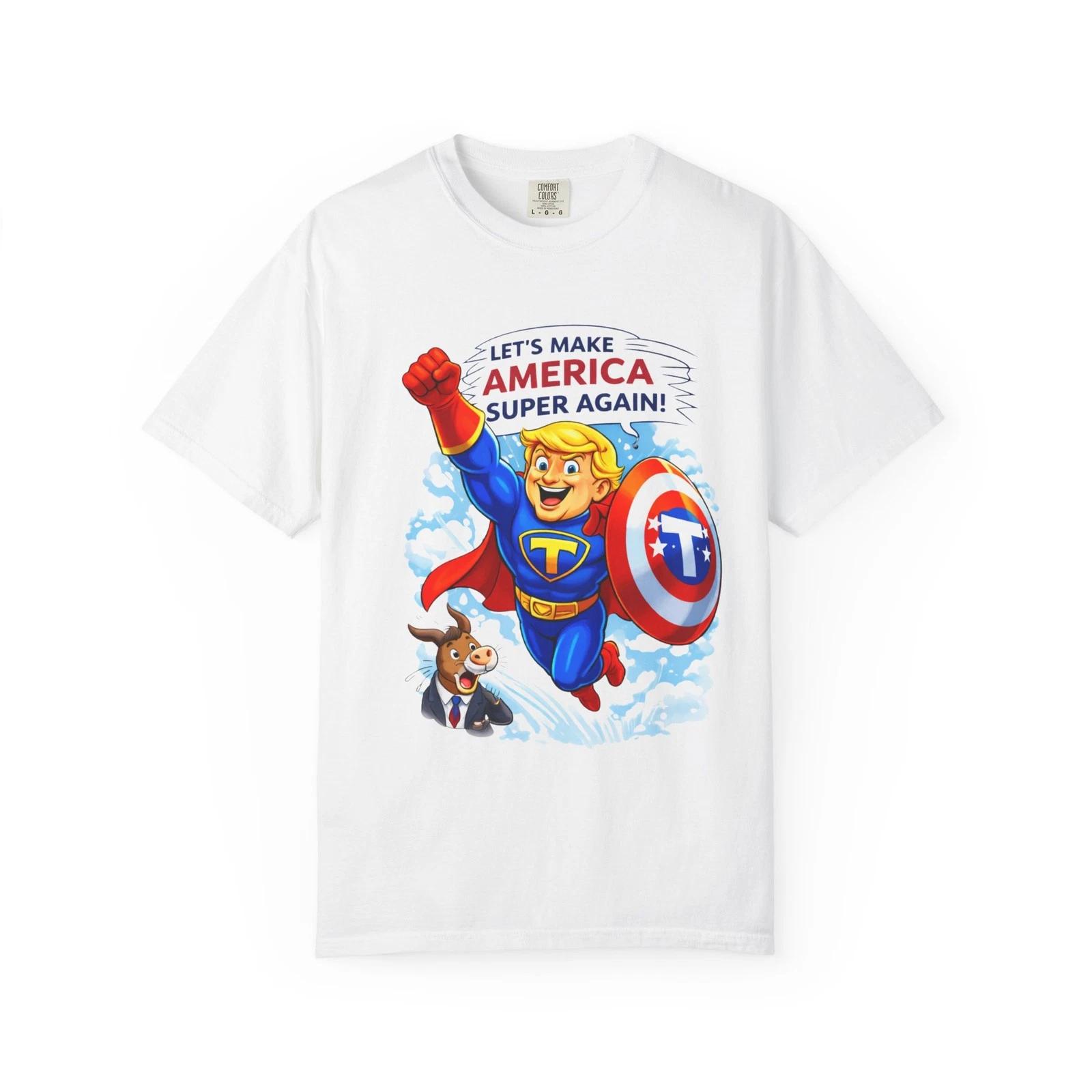 Let s Make America Super Again Superhero Cartoon T-Shirt 4XL