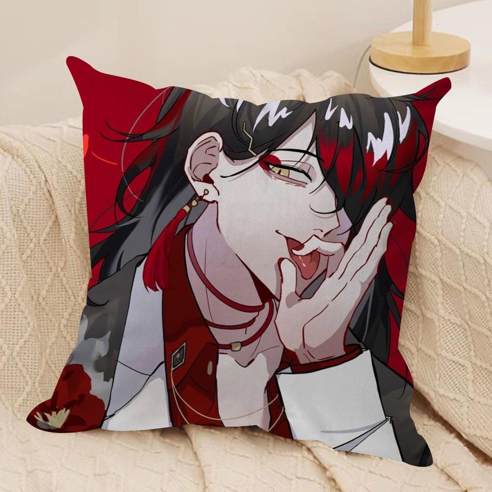 Vtuber V-Vox Akuma Cushion Cover Silky Short Plush Double-Sided Printed Pillow Case For Sofa All Seasons Home Decor Gift