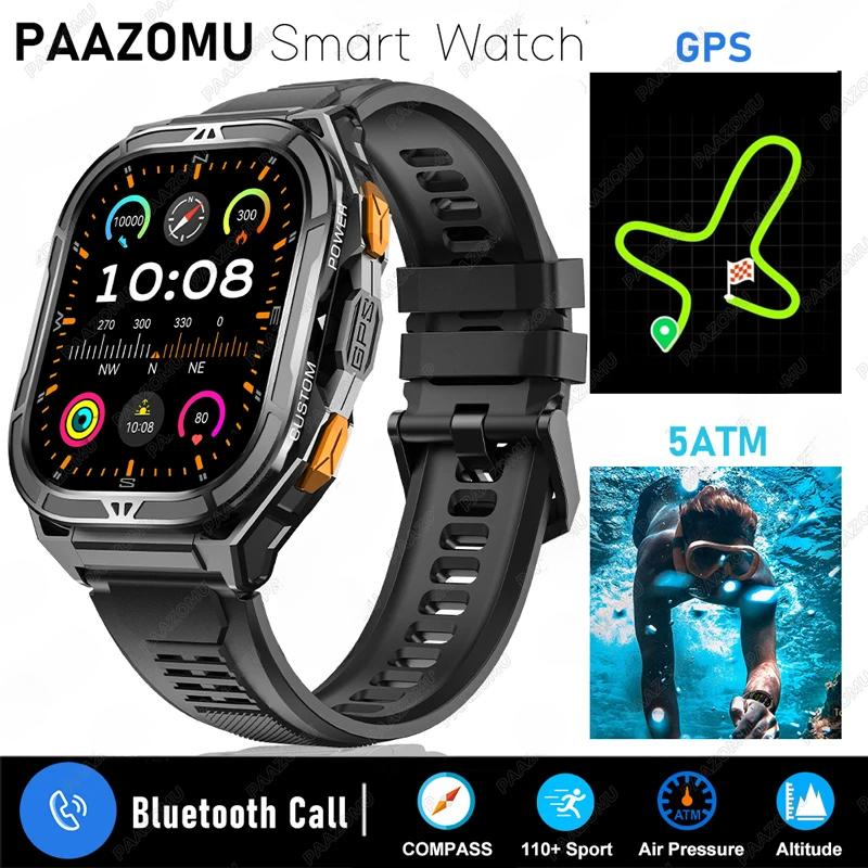2025 Nové GPS Chytré hodinky Muži 1,96palcový HD AMOLED displej Kompas Bluetooth volání 5ATM Vodotěsné Sportovní Chytré hodinky pro Android iOS