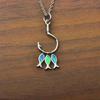 Opal Fish Hook Pendant Necklace for Women - Fashionable Clavicle Chain for Spring & Summer