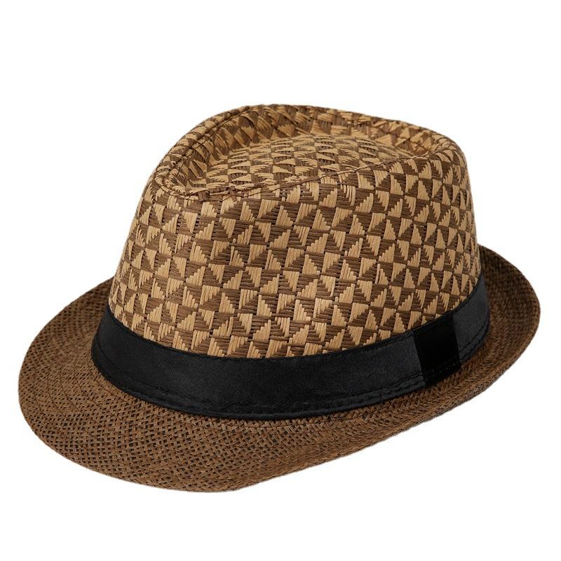 Men'S Hat Summer Shade Straw Hat Middle-Aged And Elderly Woven Top Hat Outdoor Dad Spring And Autumn British Jazz Hat