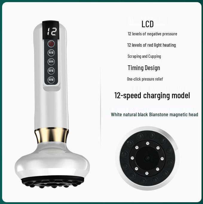 Smart Electric Guasha Cupping Device with Negative Pressure, Large Suction, and Bianstone Hot Compress