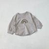 T-shirt Autunnale Arcobaleno Cartone Animato Unisex per Neonati - Top a Manica Lunga in Puro Cotone per Bambini Piccoli