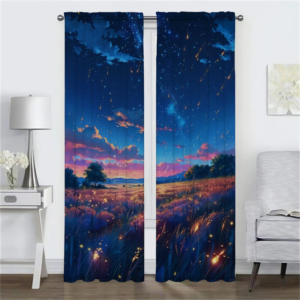 Star Night Blackout Curtain for Room 2 Panel Elegant Room Curtains Partition Shades Tulle for Bedroom Halloween Decoration Child
