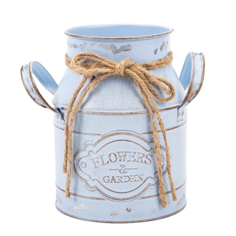 Metal Flower Vase Shabby Chic Vintage Vase Metal Milk Can Flower Vase Vintage