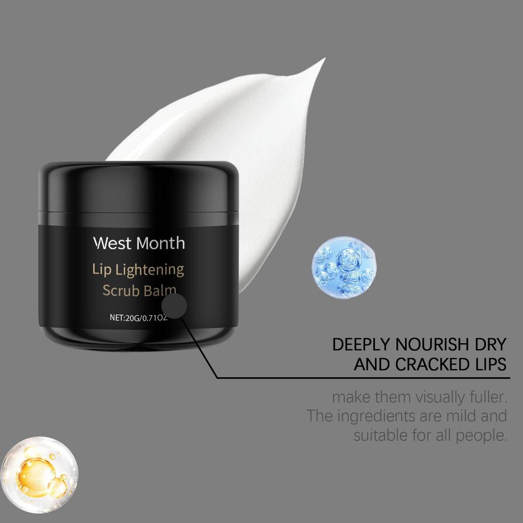 West&Month Lip Scrub 20g Hyaluronic Acid + Vitamin C Exfoliates and softens lips Repairs dryness and cracking