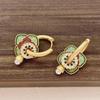 Vintage Green Oil-Drop Floral Earrings - Retro, Versatile, Fashionable, Multiple Styling Options