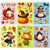6 Photos/package Thanksgiving DIY Puzzle Face Change Stickers for Children's Educational Toys Pumpkin Turkey Repeat Stickers