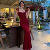 New Product Fashion Temperament Elegant Tube Top Suspender Halter Waist Pleated Mesh Fishtail Dress