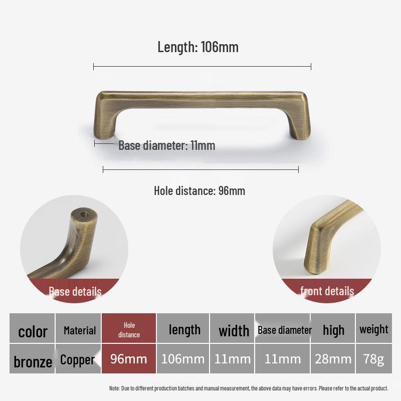 Bronze Brass Pull Handle: New Chinese Style Cabinet, Wardrobe & Drawer Retro Door Handle